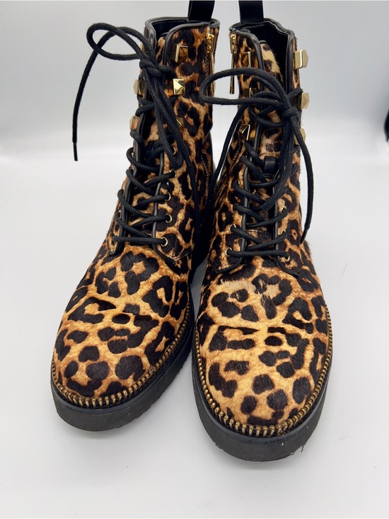 Michael Kors Shoes - Michael Kors Leopard Print Lace-Up Ankle Boots with Gold Studs